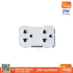 เต้ารับคู่ เสียบขากลมแบน กรววด์ สีขาว WEG15929 PANASONIC