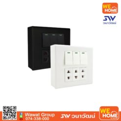 ชุดบล็อกลอย 4x4 นิ้ว 6 ช่อง พร้อมสวิตช์ทางเดียว และเต้ารับไม่มีกราวด์ ขาว CS222111-bw NANO