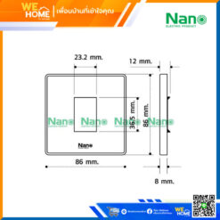 Alternative view of แผงหน้ากากขอบเหลี่ยม 1 ช่อง 3"x3" สีขาว NANO-86-1