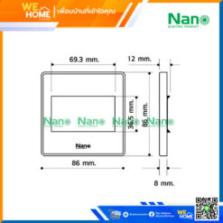 Alternative view of แผงหน้ากากขอบเหลี่ยม 3 ช่อง 3"x3" สีขาว NANO-86-3