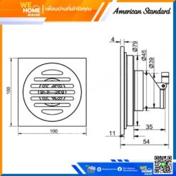 Alternative view of ตะแกรงกันกลิ่น แบบเหลี่ยม American Standard รุ่น A-8204-N สีโครเมี่ยม